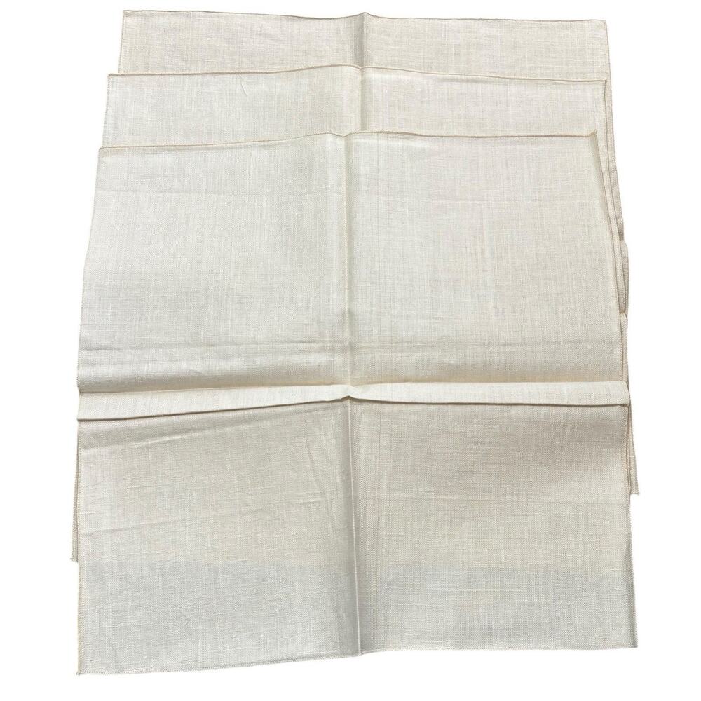 Vintage Kelly Green Pure Linen Tablecloth (52x70) 6 Ivory Linen Napkins NOS* 60s - Picture 7 of 8